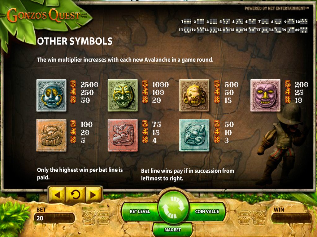 Gonzos Quest paytable-3