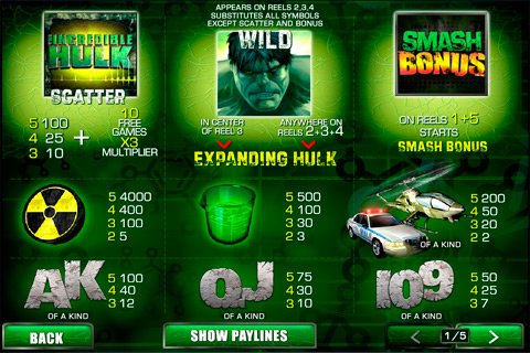 The Incredible Hulk paytable-1